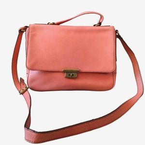 Fossil Coral Leather Satchel Crossbody Bag